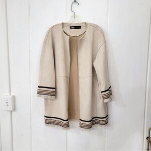 Zara Beige Cape with Black Trim Size M